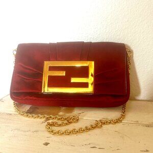 Fendi Burgundy Satin Mia Pochette Bag